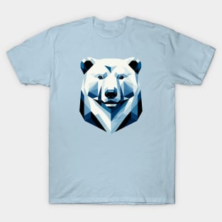 Abstract Geometric Polar Bear - Cool Blues and Whites T-Shirt